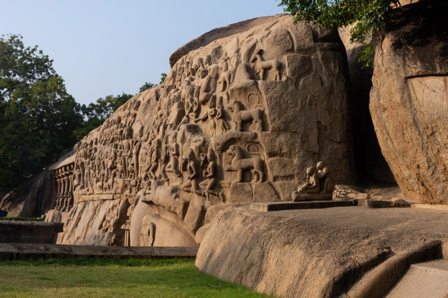 Bas-relief à Mamallapuram, Tamil Nadu