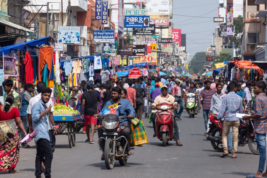 Sunday market à Pondicherry, Inde