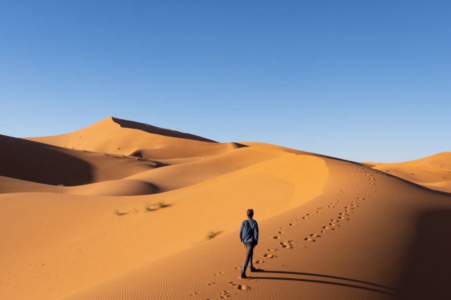 Les dunes du Sahara à pied