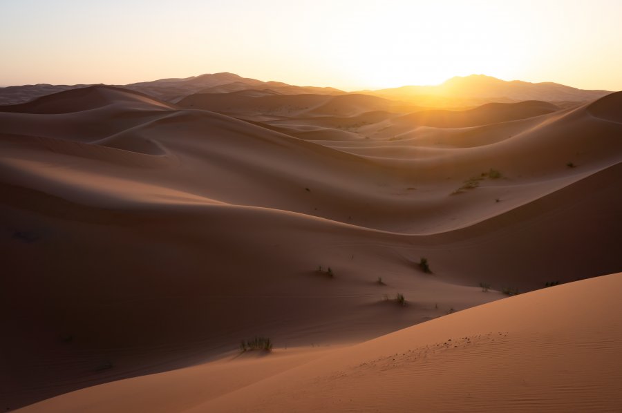 Lever de soleil sur les dunes de Merzouga