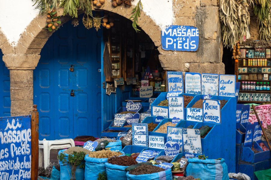 Boutique aux herbes magiques à Essaouira