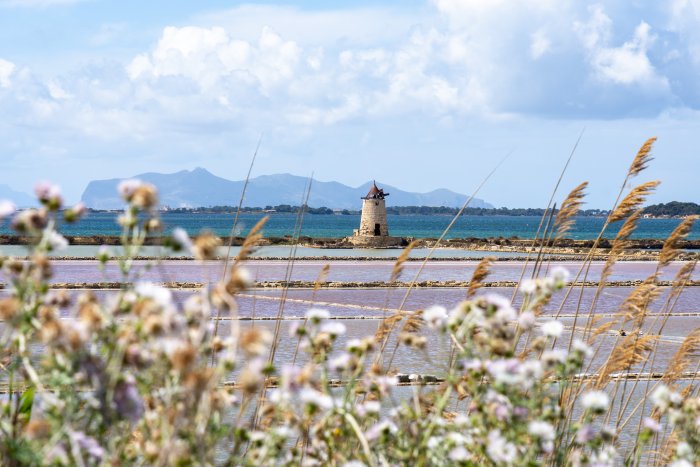 Salines de Marsala et moulin, Sicile