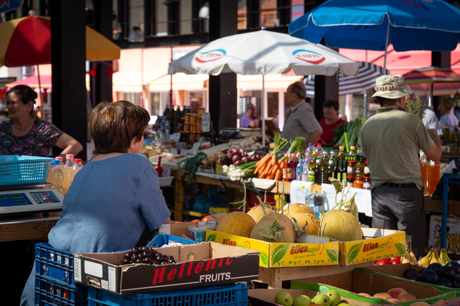 Marché central de Tirana, Albanie