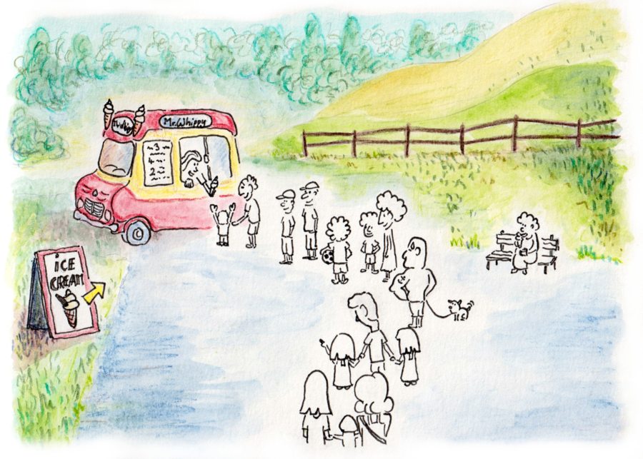 Dessin d'un camion Mr. Whippy en Angleterre