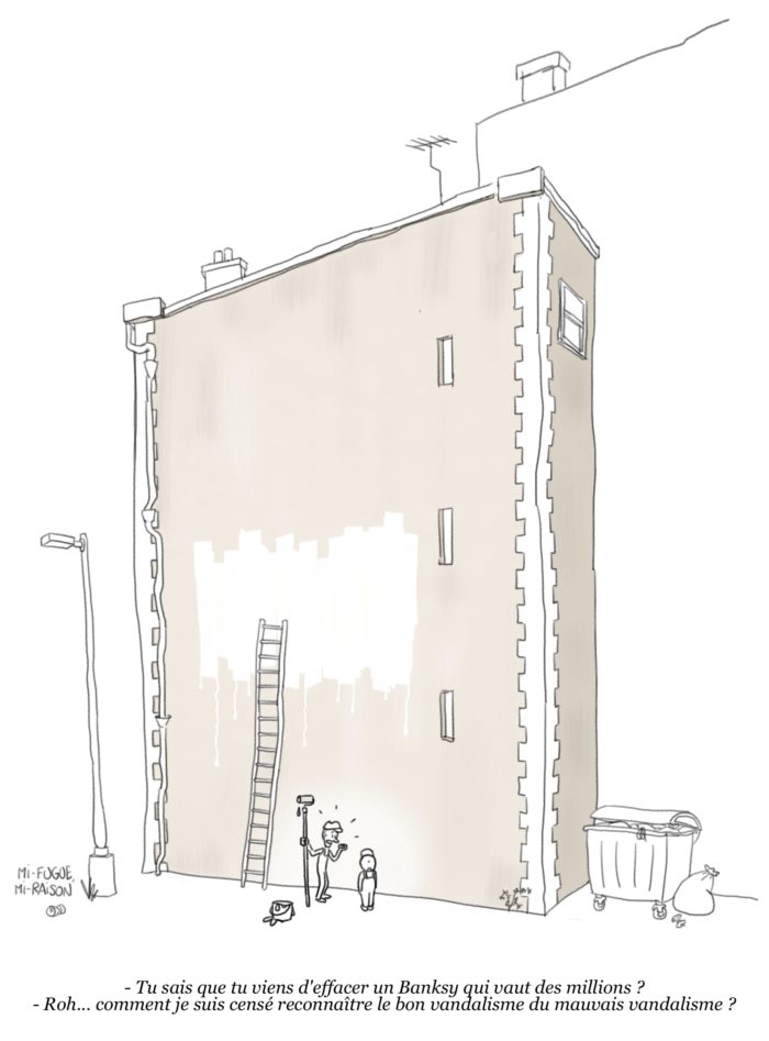Dessin : une œuvre de Banksy effacé par les services municipaux