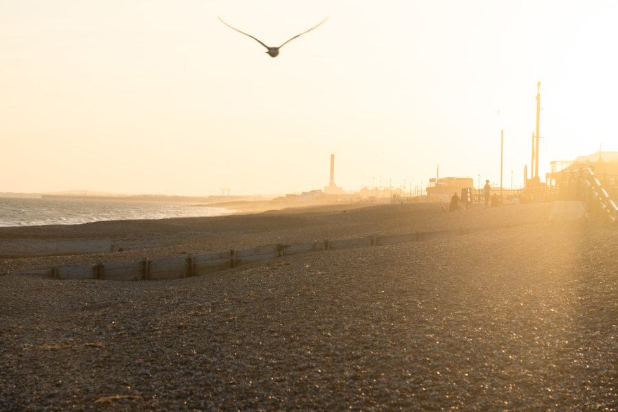 Coucher de soleil sur la plage de Hove, Brighton