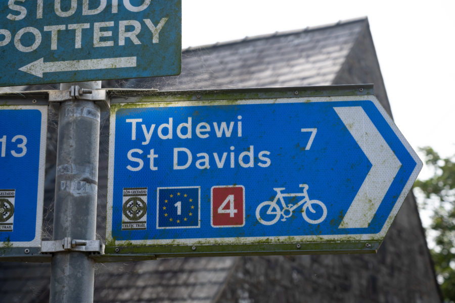 Panneau véloroute St Davids au Pays de Galles