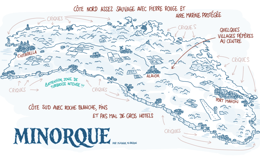 Carte pour visiter Minorque