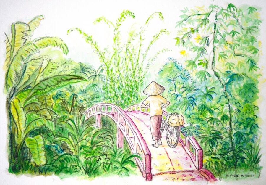 Dessin d'un vélo sur l'île d'An Bình, au Vietnam