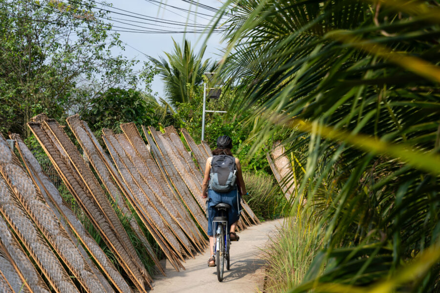 Balade à vélo sur l'île d'An Binh au Vietnam