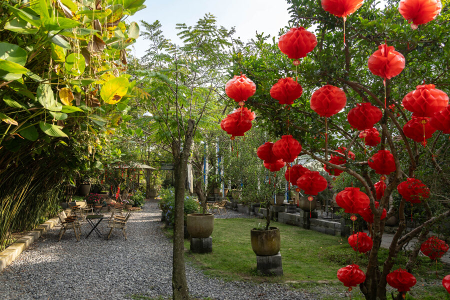 Café avec jardin, voyage dans le delta du Mekong