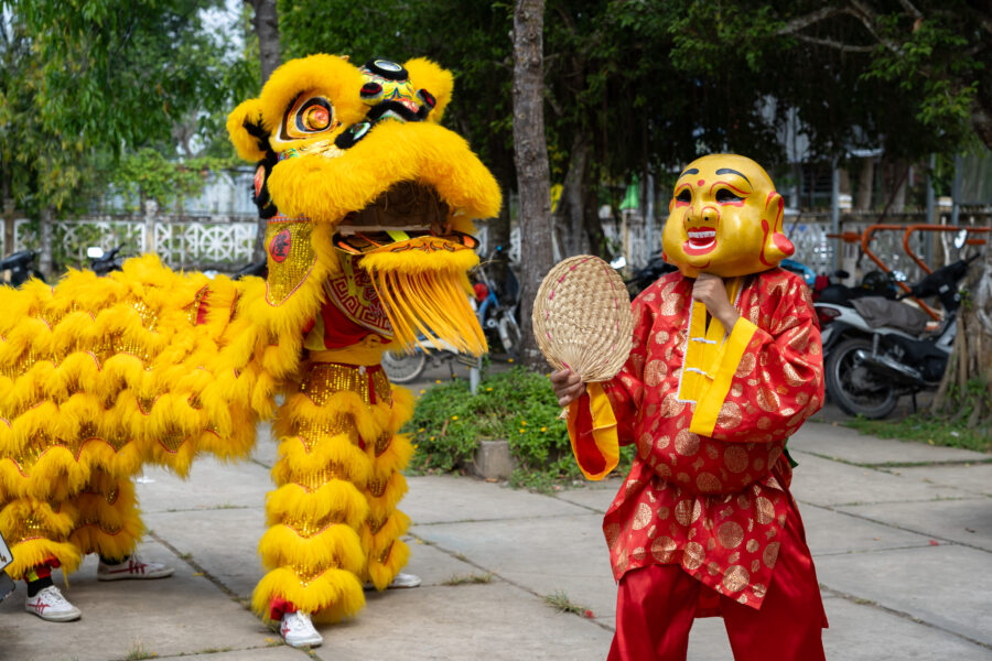 Licorne vietnamienne, fête au temple, Mékong