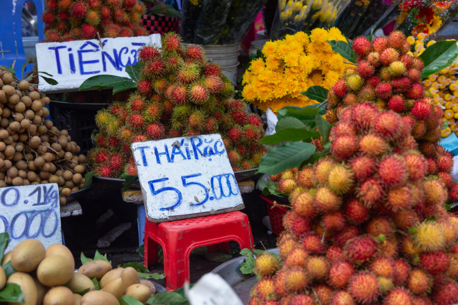 Ramboutans vendus au marché de Vinh Long