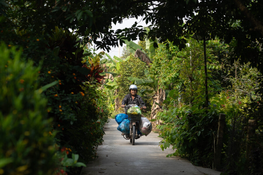 Scooter sur l'île d'An Binh, delta du Mékong