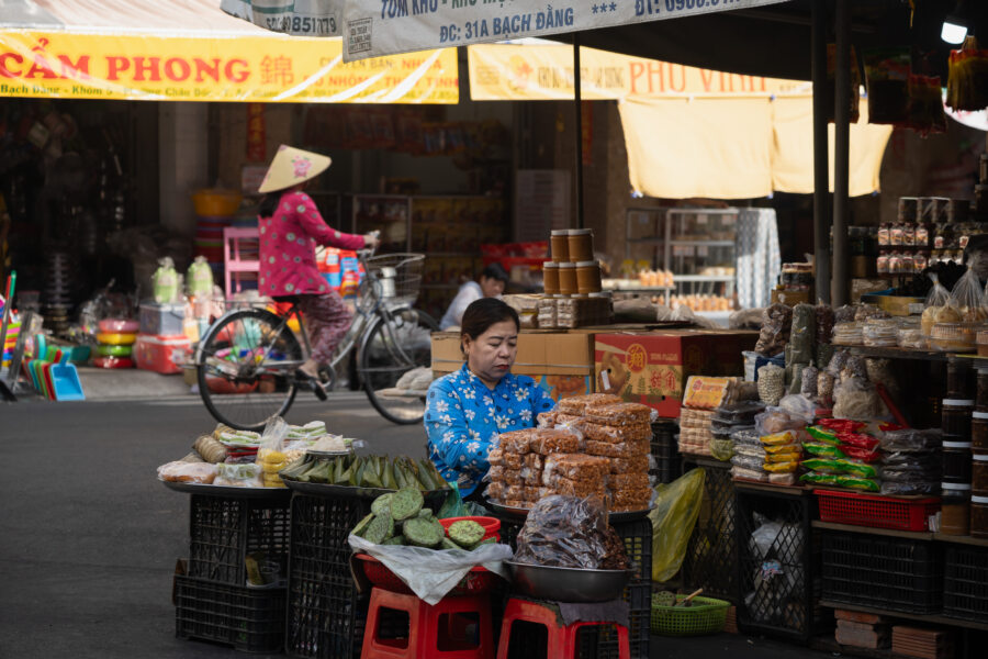 Boutiques de rue à Chau Doc, Vietnam