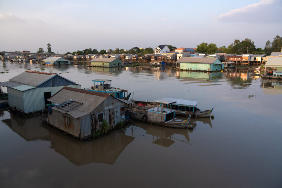 Maisons sur pilotis à Chau Doc, vue du resto Bo de Tam