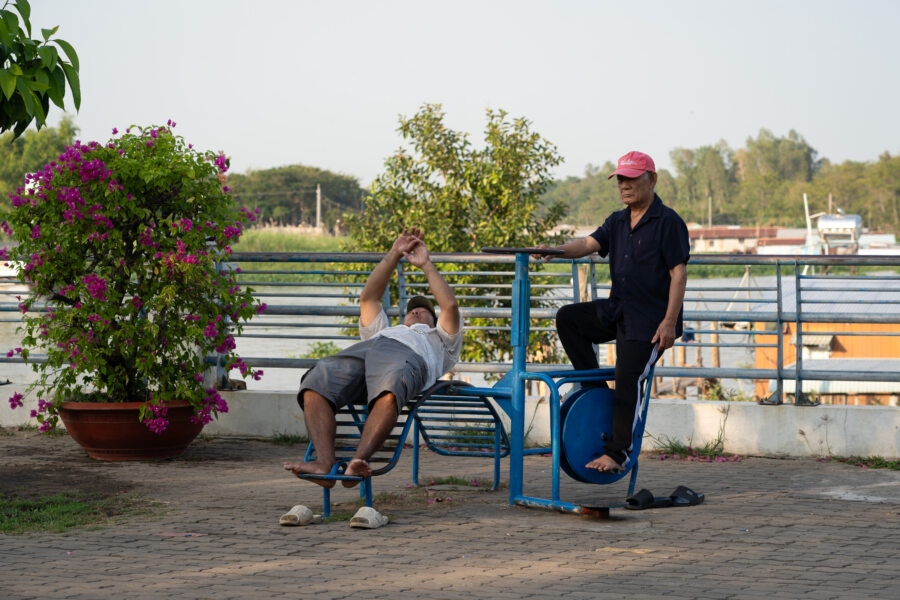 Sport dans la rue à Chau Doc au Vietnam